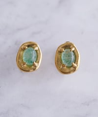【耳飾り展 期間限定商品】satela 水面×グリーンアベンチュリンのピアスorイヤリング mks-26-56