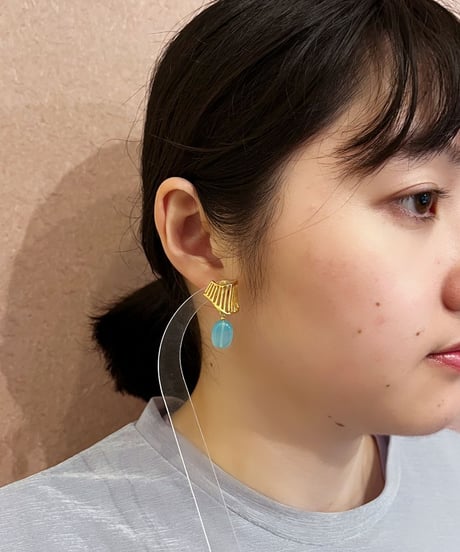【耳飾り展 期間限定商品】satela シダ×シーブルーカルセドニーのピアスorイヤリング mks-26-49