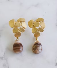 【耳飾り展 期間限定商品】satela カプチーノジャスパーのピアスorイヤリング mks-26-11