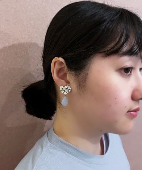 【耳飾り展 期間限定商品】satela カケラ×ブルーアゲートのピアスorイヤリング mks-26-39