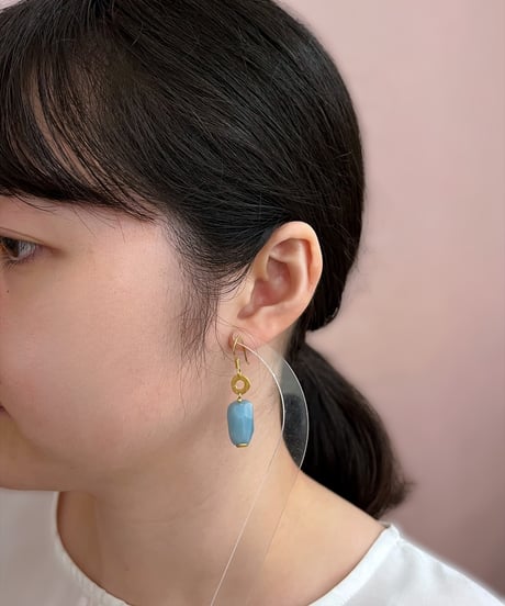 【耳飾り展 期間限定商品】satela アマゾナイトのピアスorイヤリング ゴールド mks-26-15