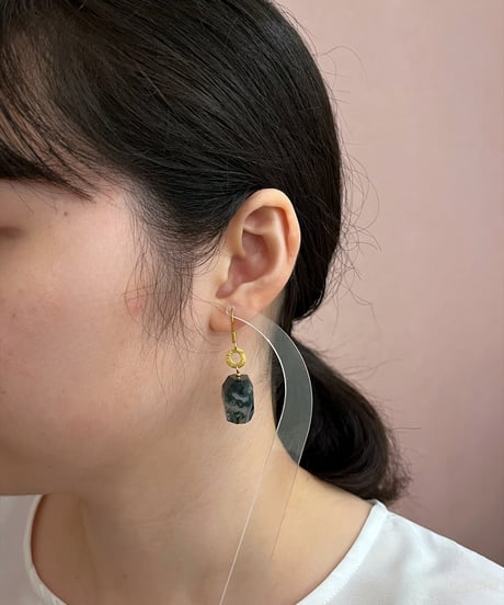 【耳飾り展 期間限定商品】satela モスアゲートのピアスorイヤリング ゴールド mks-26-16