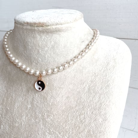 YinYang Choker☆White Perl