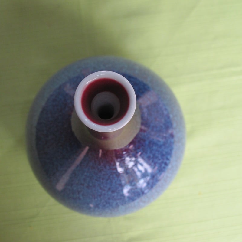 馬場真右ェ門（先代）・月白均窯ツル首花瓶 | 肥前陶磁ギャラリー妻傳