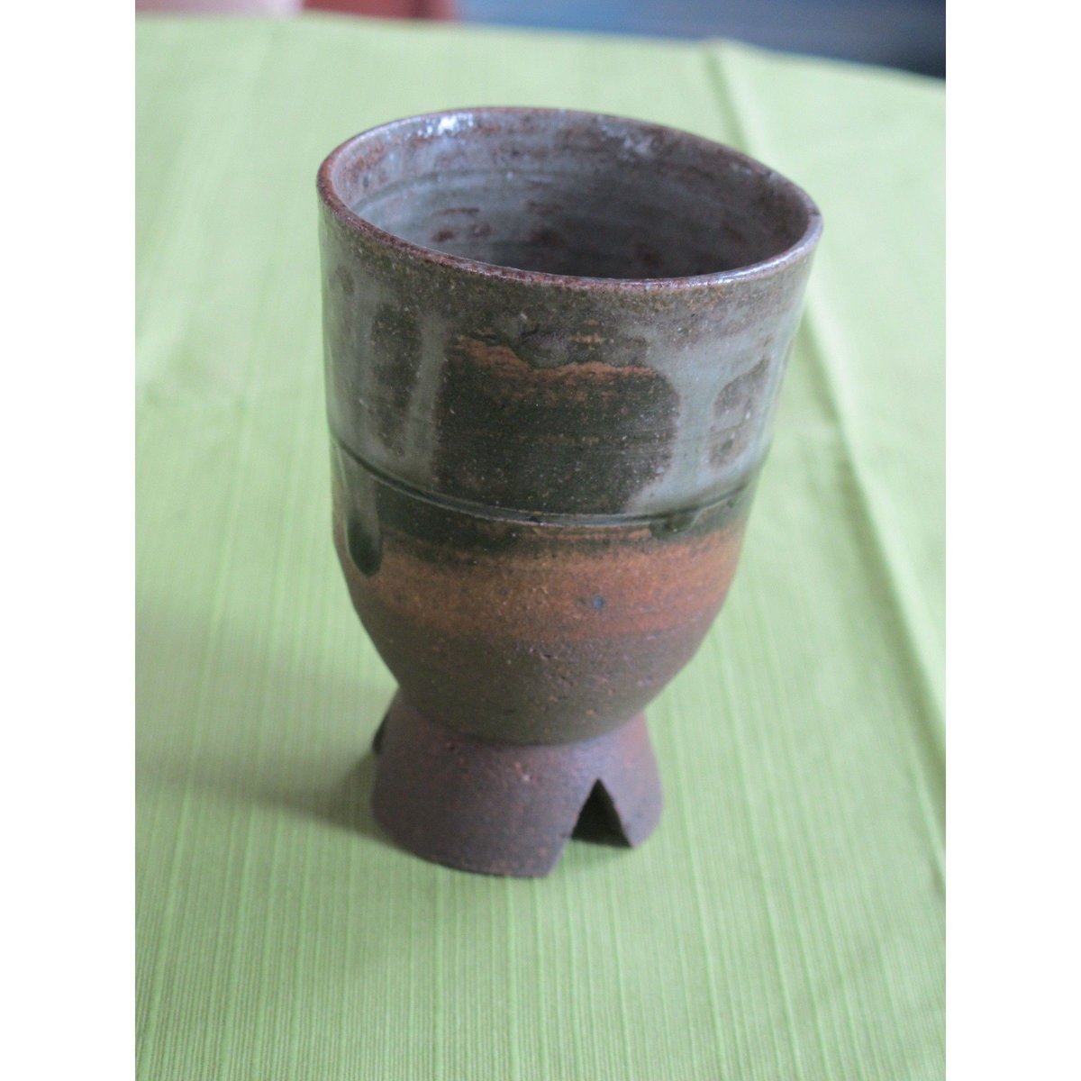 武雄 無名窯 福田忠夫 灰釉掛け分け長皿 無名窯(福田忠夫)・灰釉高杯 | 肥前陶磁ギャラリー妻傳