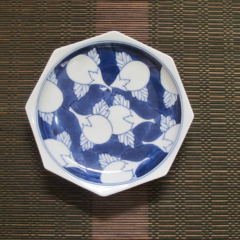 有田焼 しん窯 青花 皿 異人 八角長皿とラーメン皿深皿セット