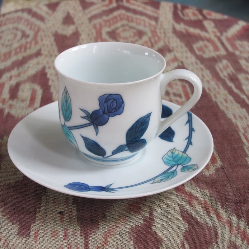 畑萬陶苑・青ばら絵珈琲碗皿 | 肥前陶磁ギャラリー妻傳 gallery tsumaden