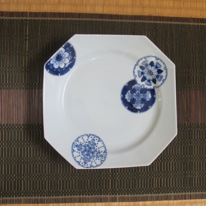有田焼 しん窯：青花 市松文 スクエアディナープレート☆ 有田焼 しん窯：青花 市松文 スクエアディナープレート☆ 有田焼