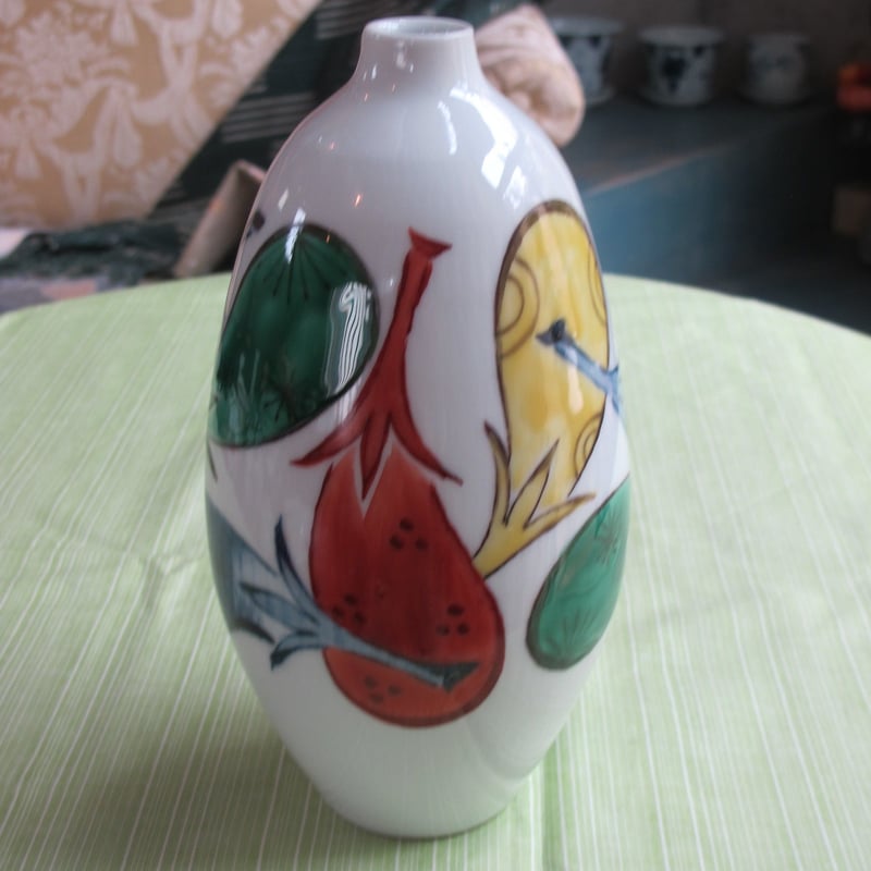 痴陶人（伊万里陶苑） 茄子絵花瓶（大） | 肥前陶磁ギャラリー妻