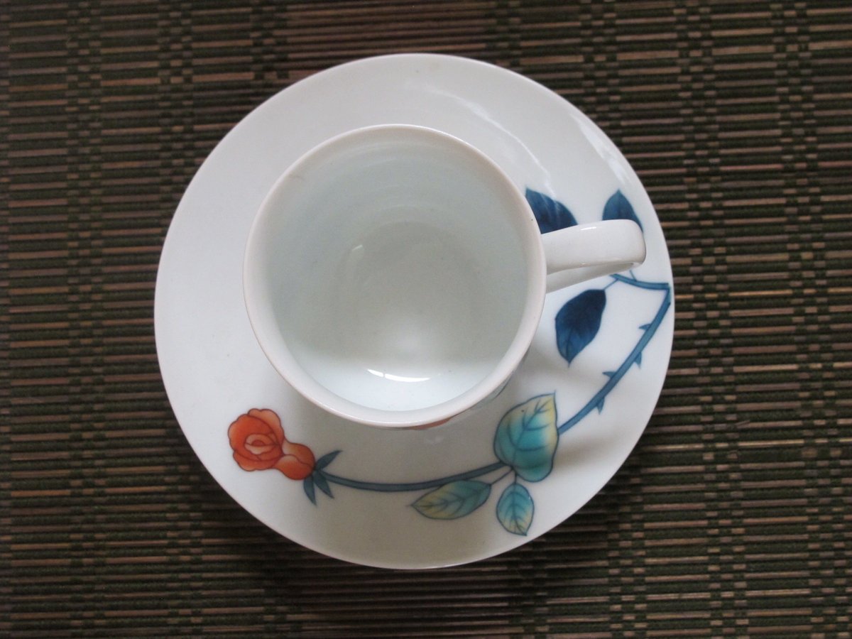 畑萬陶苑・赤バラ絵珈琲碗皿 | 肥前陶磁ギャラリー妻傳 gallery