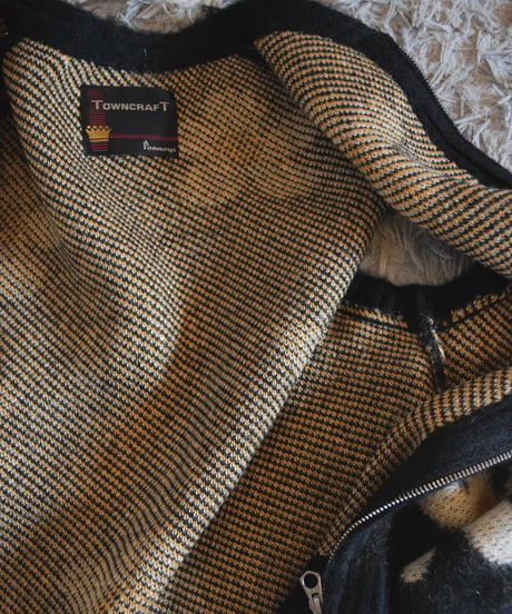 "TOWN CRAFT" SHAGGY PATTERN ZIP KNIT VEST