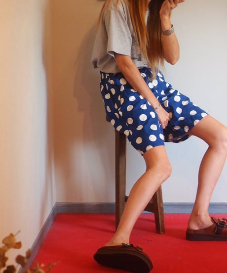 "IMPRESTORE" Polka Dot Trousers/Shorts[NAVY]