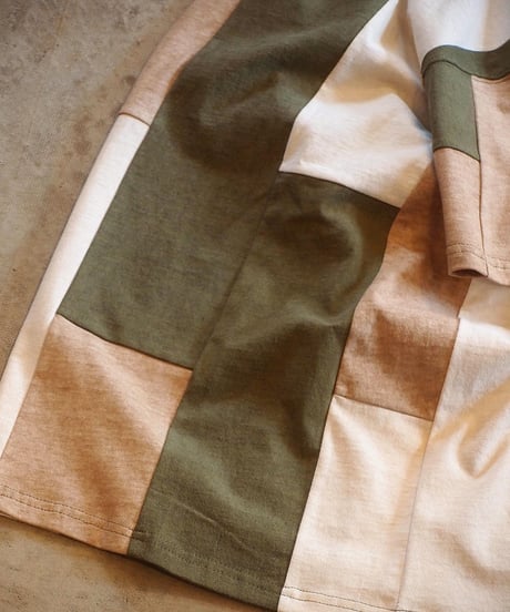 "GOOD ON"S/S STRIPE PATCH WORK TEE