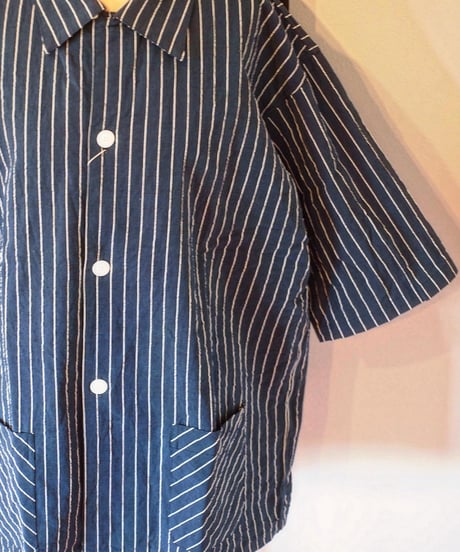 "MODEM DESIGN" Short Sleeve Stripe Shirts