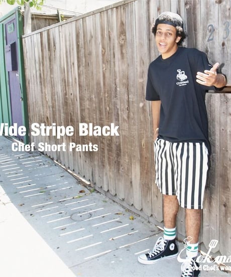"COOKMAN" Chef Pants Short [Wide Stripe Black]