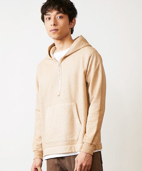 "GOOD ON"ROUGH 1/2 ZIP PULLOVER HOOD SWEAT