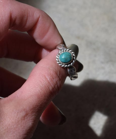 " NAVAJO " Fox Turquoise Silver Twist Ring