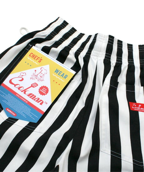 "COOKMAN" Chef Pants Short [Wide Stripe Black]