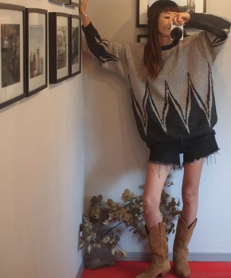 "MODEM DESIGN" Mohair Knit Crew