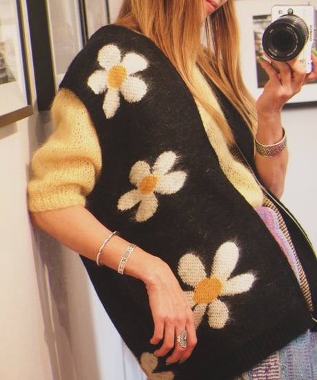 "TOWN CRAFT" SHAGGY PATTERN ZIP KNIT VEST