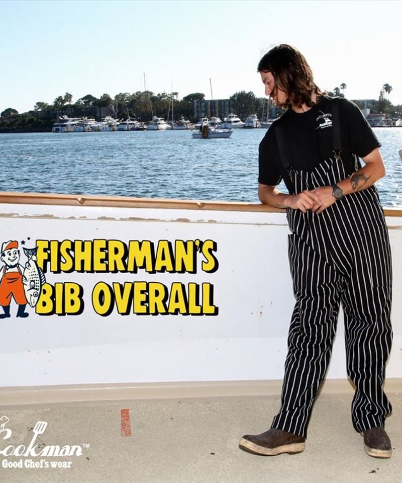Fisherman's Bib Overall Stripe DarkGreenCookman Fisherman's Bib