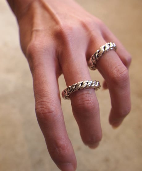 "MEXICAN JEWELRY" Silver Square Chain Ring
