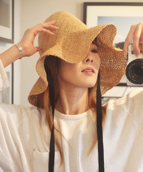 "RUMBLE RED"Waving Rafia Hat