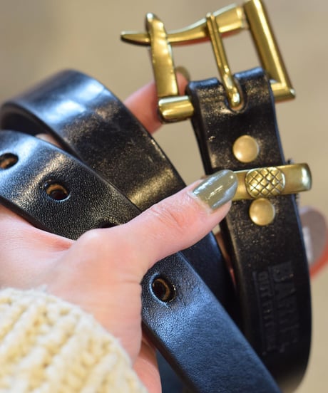 "BARNS" Tochigi Leather Fireman Gold buckle Belt