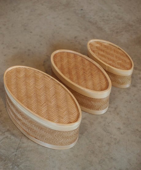 "hint hint"Oval Bamboo Box(3 Size One Set)