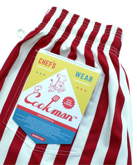 "COOKMAN"Chef Pants[Wide Stripe/RED]