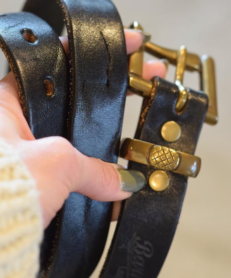 "BARNS" Tochigi Leather Fireman Gold buckle Belt