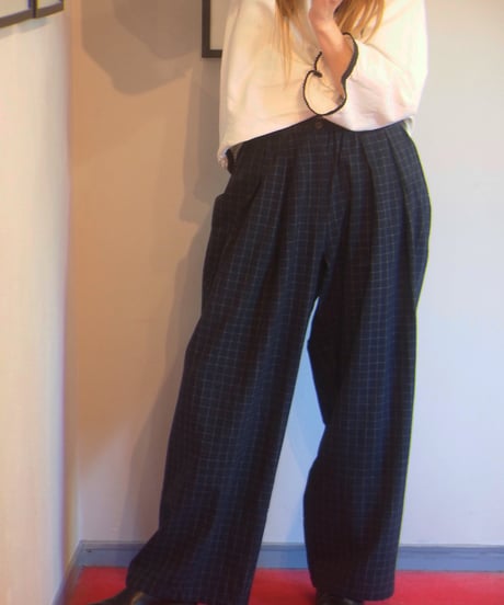 "MODEM DESIGN"Check Wide Pants