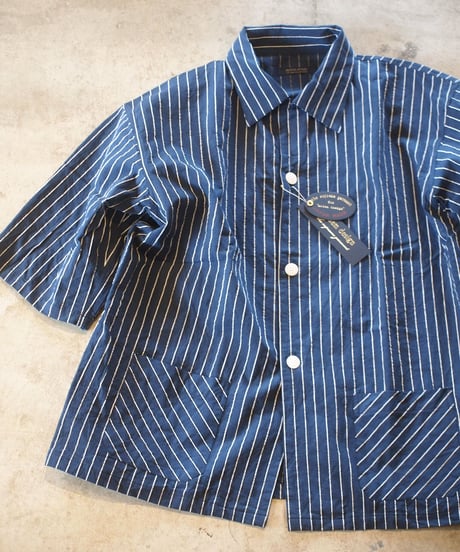 "MODEM DESIGN" Short Sleeve Stripe Shirts