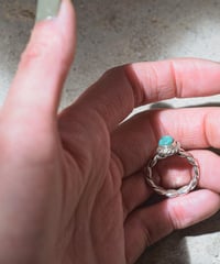 " NAVAJO " Fox Turquoise Silver Twist Ring