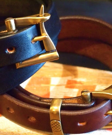 "BARNS" Tochigi Leather Fireman Gold buckle Belt