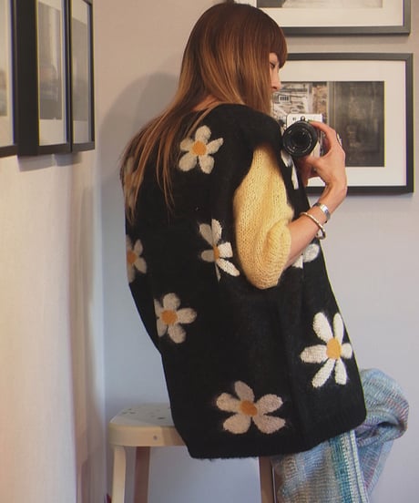 "TOWN CRAFT" SHAGGY PATTERN ZIP KNIT VEST