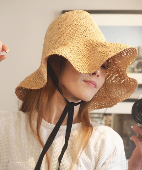 "RUMBLE RED"Waving Rafia Hat