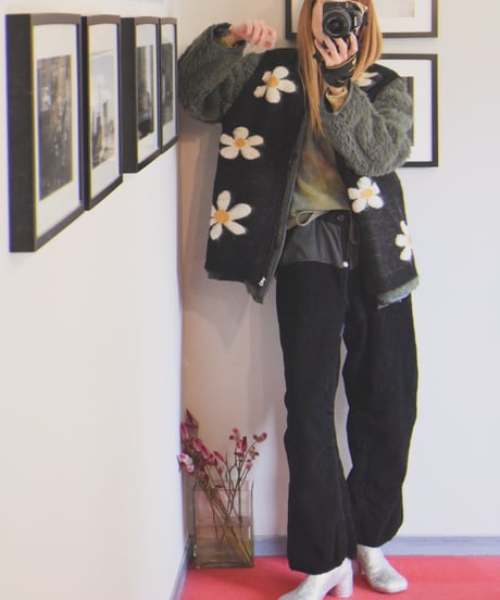 "TOWN CRAFT" SHAGGY PATTERN ZIP KNIT VEST