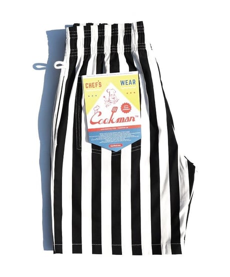 "COOKMAN" Chef Pants Short [Wide Stripe Black]