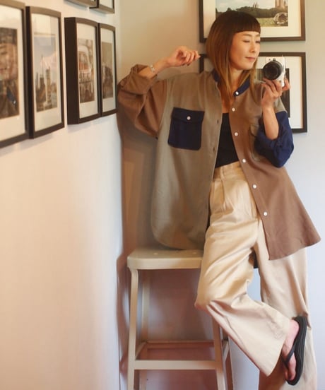 "MODEM DESIGN" No Collar Long Sleeve Shirts
