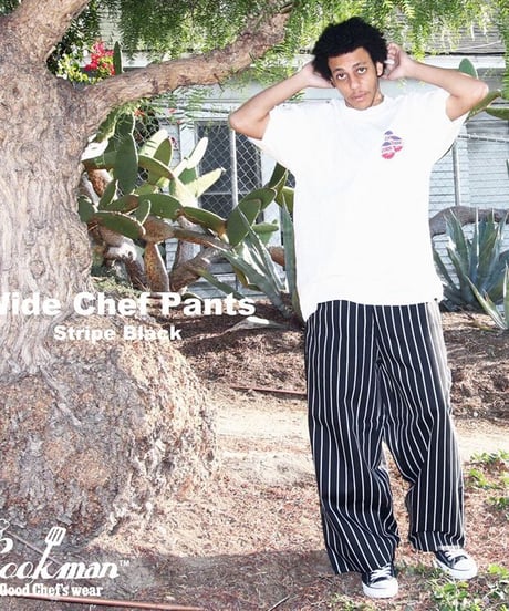 "COOKMAN"Wide Chef Pants Stripe Black
