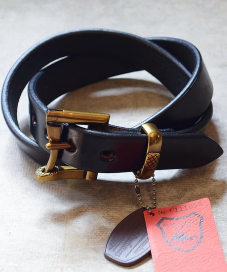 "BARNS" Tochigi Leather Fireman Gold buckle Belt