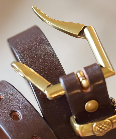 "BARNS" Tochigi Leather Fireman Gold buckle Belt