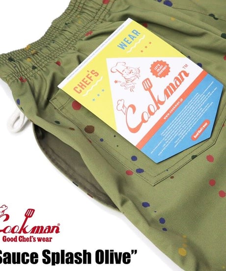 "COOKMAN"Chef Pants Short [Sauce Splash Olive]