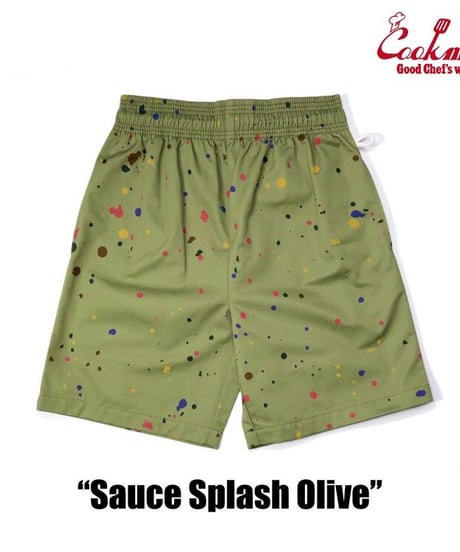 "COOKMAN"Chef Pants Short [Sauce Splash Olive]