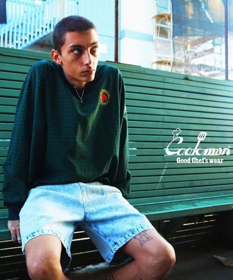"COOKMAN" Chef Pants Short [Snow Washed Denim Blue]