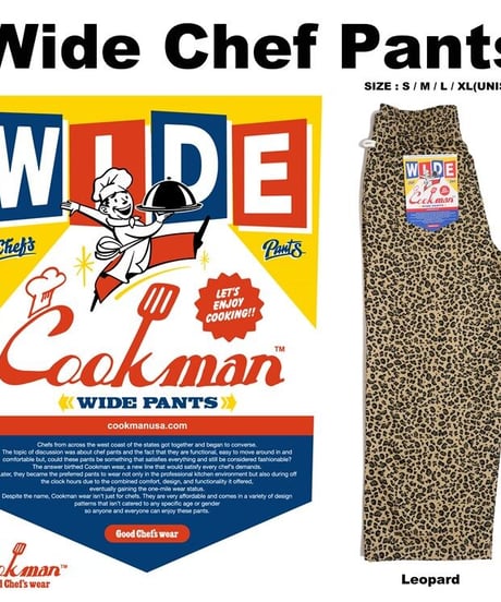 "COOKMAN"Wide Chef Pants Leopard