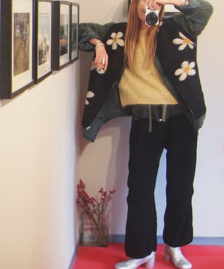 "TOWN CRAFT" SHAGGY PATTERN ZIP KNIT VEST