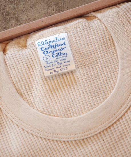"S.O.S. from TEXAS" THERMAL Long Sleeve Crew Tee Natural