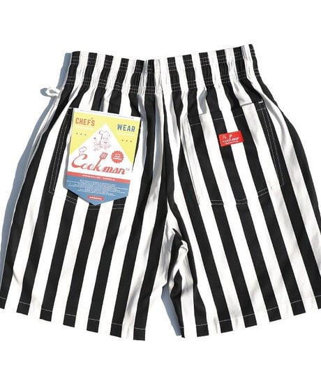 "COOKMAN" Chef Pants Short [Wide Stripe Black]